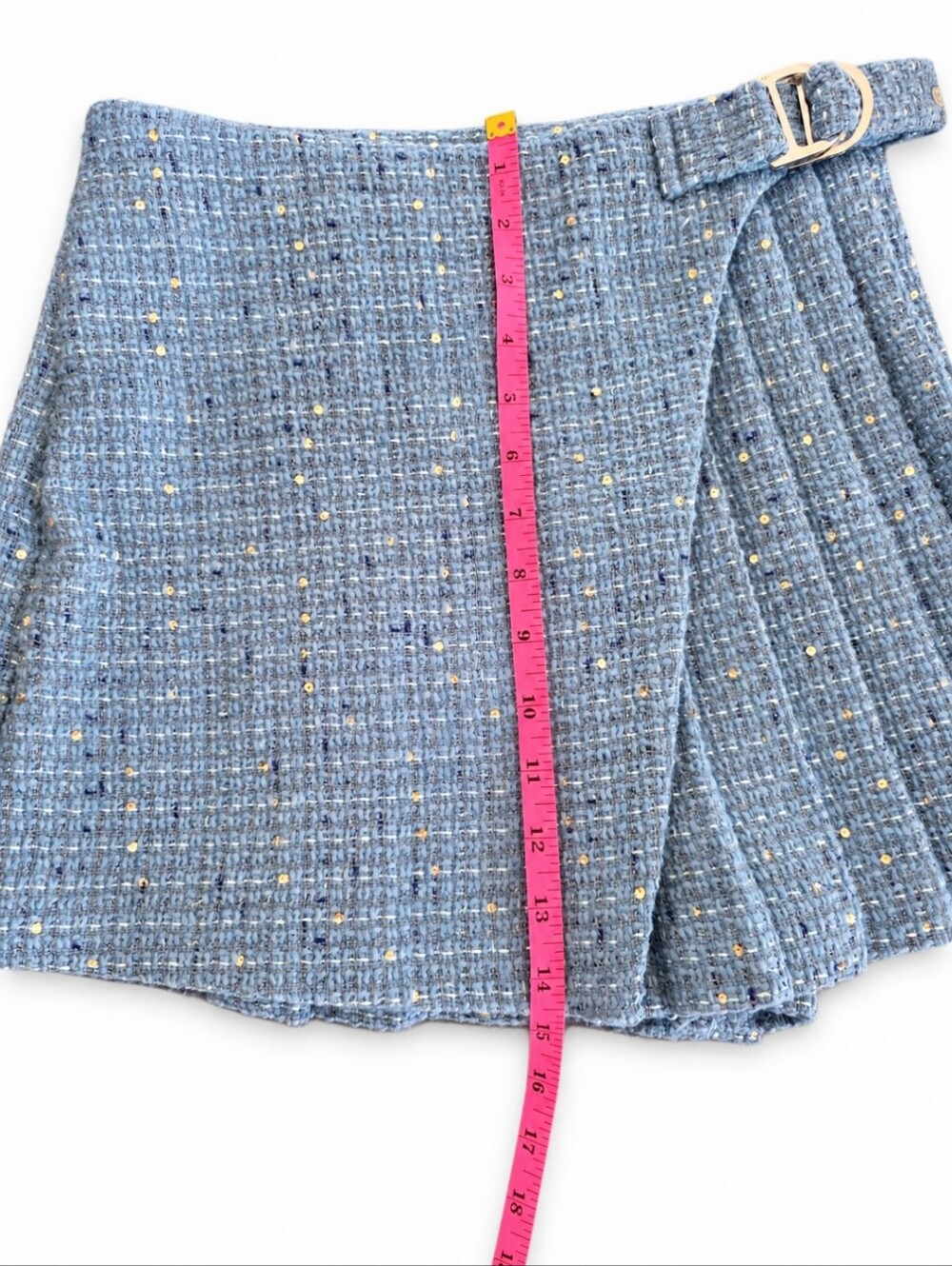 Maje Paris Pleated Tweed Skort Metallic Boucle Wrap Mini SZ 38   US 6/8 - Picture 14 of 14